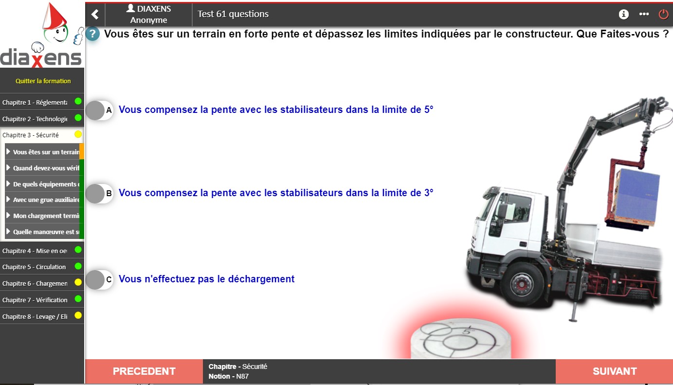 capture d'une question du logiciel