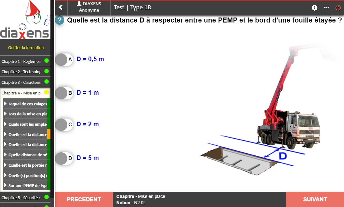 capture d'une question du logiciel